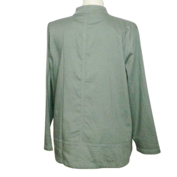 Eileen Fisher $238 Organic Cotton Twill Stand Collar Jacket Nori Green Sz 1X NWT - Picture 7 of 7